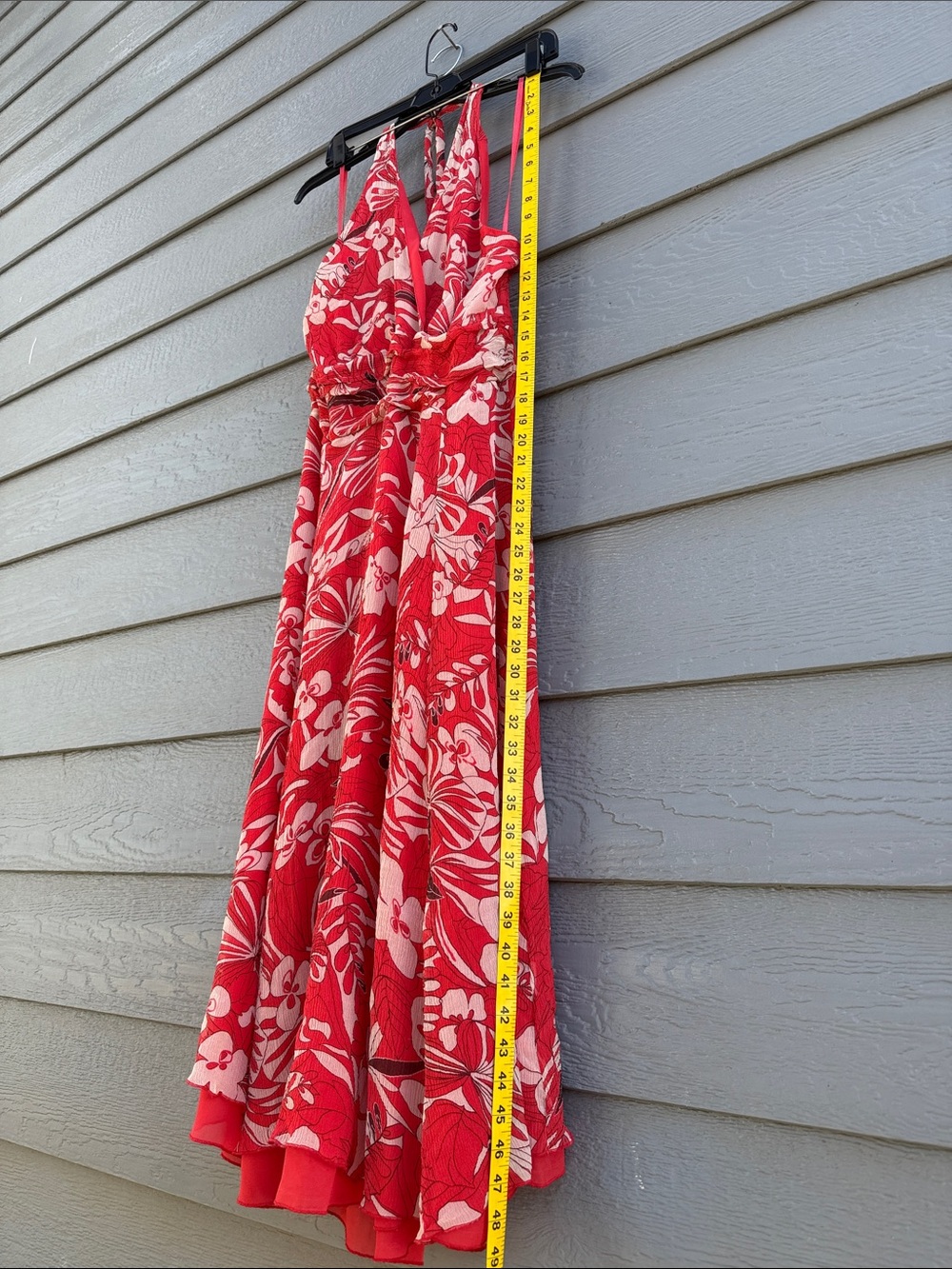 Oscar de la Renta Red Floral Halter Maxi Dress - Picture 9 of 14